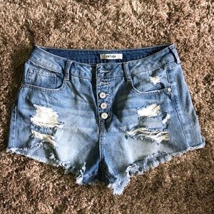 medium/light wash denim shorts